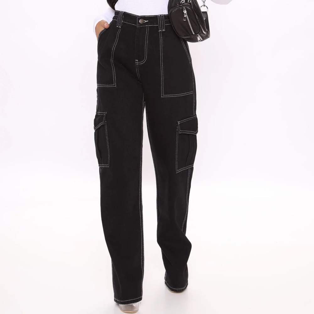 Give Me A Break Cargo Carpenter Jeans - Black
